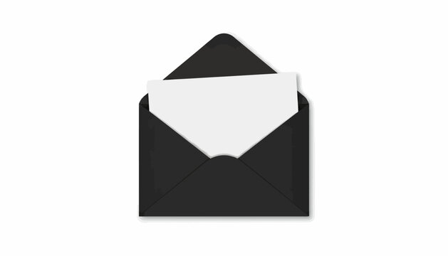 Black envelope, white interior, opened envelope, blank, vector icon, business correspondence, mailing, office supplies
