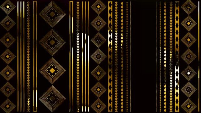 3d animation seamless black and gold pattern
