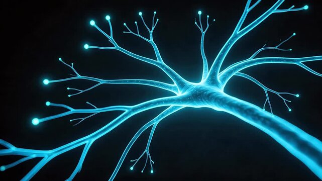 Neuron cell structure with glowing branches