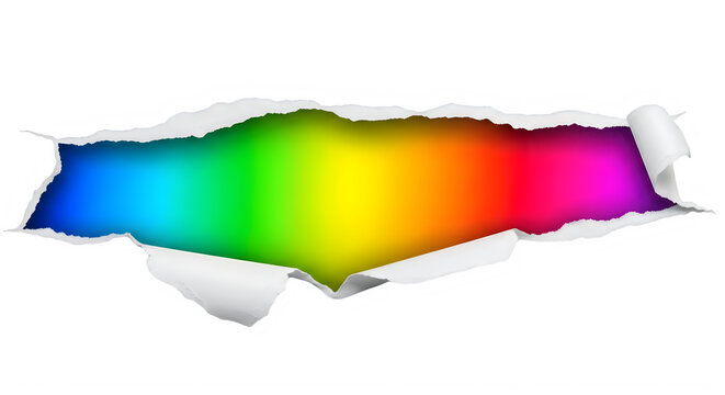 Colorful Gradient Rectangle Emerging From Torn Paper transparent background