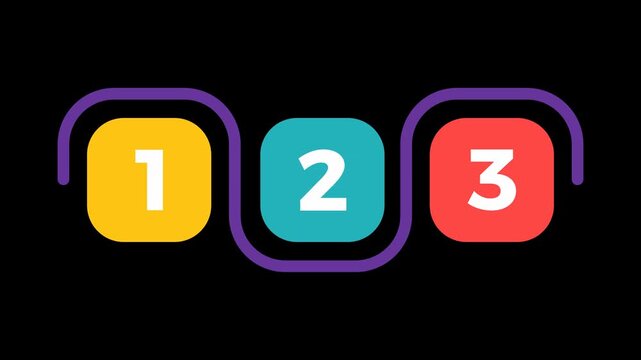 3 steps process infographics element animation HD 4K