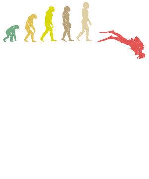 Evolution of Man Scuba Diving Retro Design - Fully Editable Vector Illustration for Vintage Diver Apparel and T-Shirts