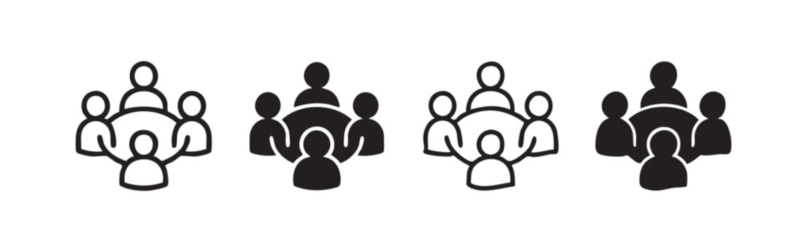 Team Meeting and Roundtable Collaboration Icon Set