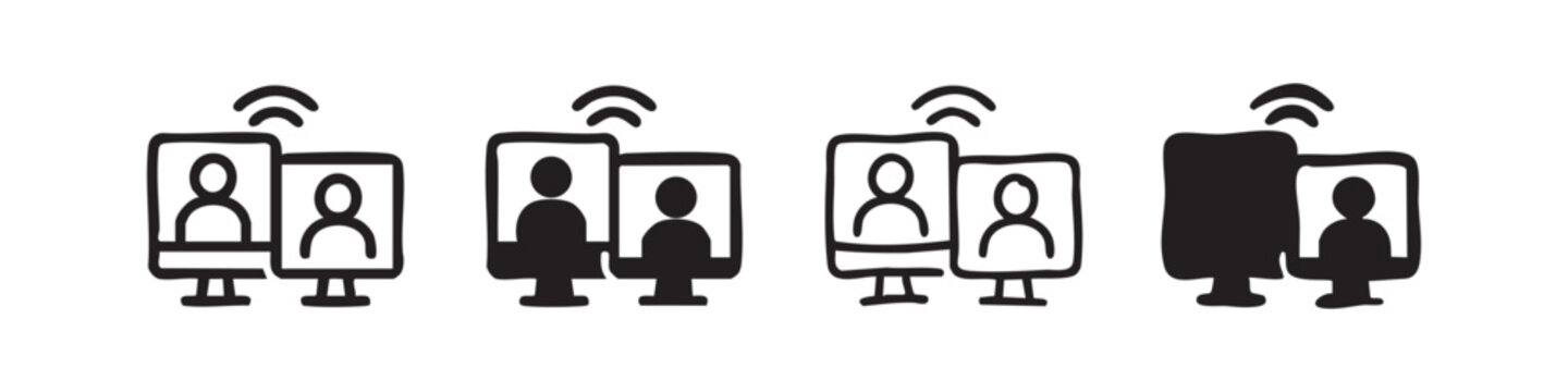 Video Conference and Remote Online Meeting Icon Set