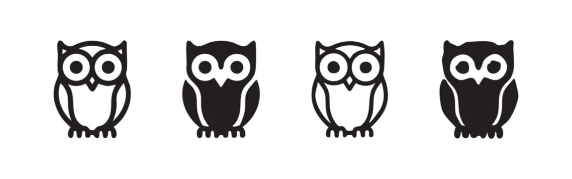 Wise Owl and Education Wisdom Symbol Icon Set