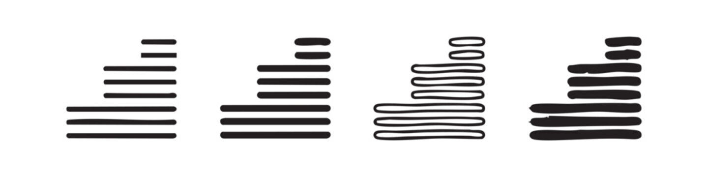 Text Alignment and Paragraph Icon Set in Four Different Hand Drawn and Minimalist Styles