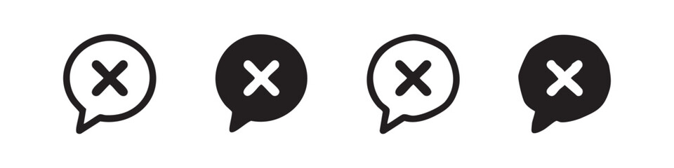 Fototapeta premium Speech bubble with cancel or close cross icons
