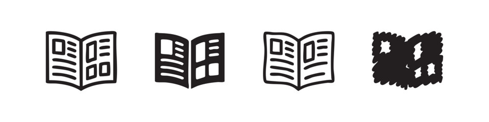 Fototapeta premium Open book or newspaper icon set