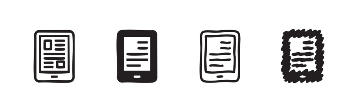 Tablet computer or e-reader device icons