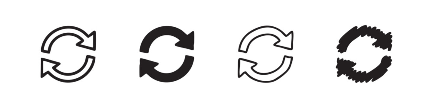 Sync Refresh and Reload Arrow Icons Set, Continuous Process Update Symbols