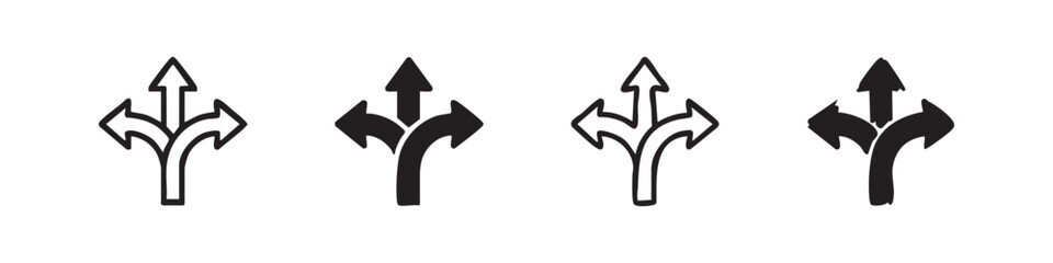 Three Way Directional Arrow Split Path Icon Set © liubomir118809