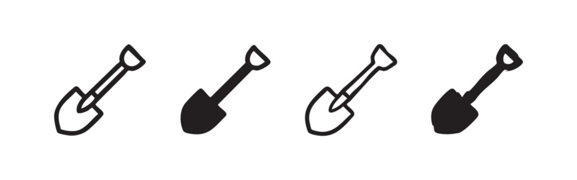Hand Drawn Shovel and Spade Icons Set for Gardening and Construction