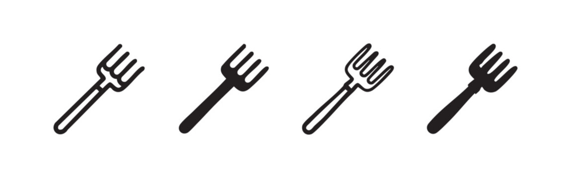 Set of Sketchy Garden Fork Icons for Soil Aeration and Farming