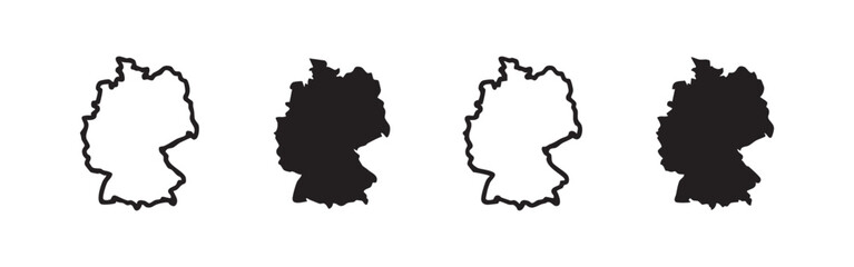 Germany Map Silhouette Icon Set, German Geography and Territory Symbols © liubomir118809