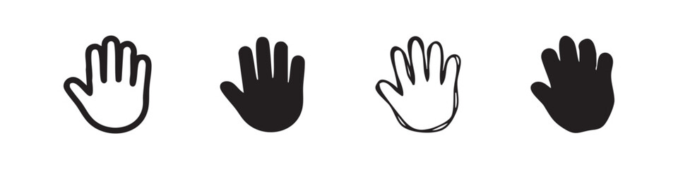 Obraz premium Waving hand gesture icon set for greeting or farewell in various artistic styles
