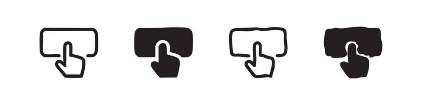 Finger tapping on screen icon set for touch interaction in various artistic styles