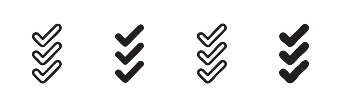 Check Mark Icons: Three Ticks Symbol