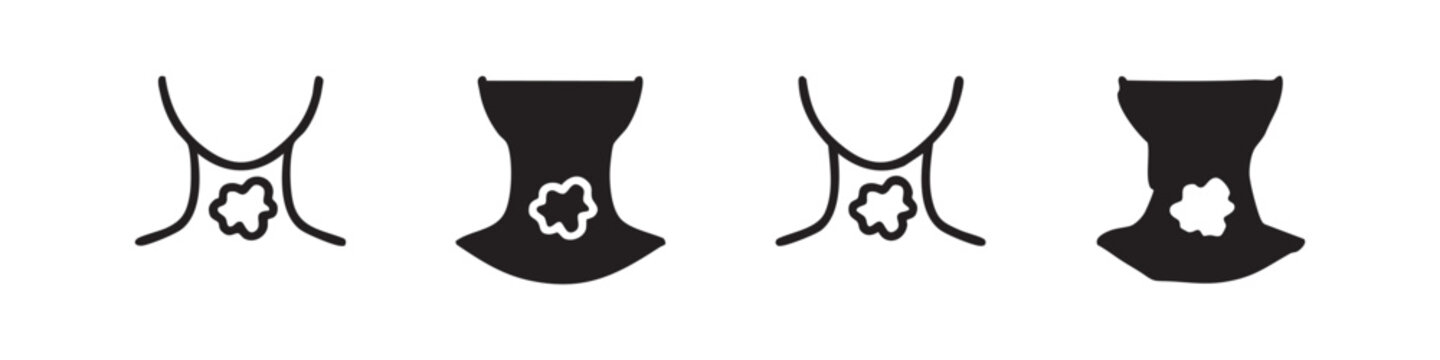 Thyroid Gland Goiter Icon Set - Neck and Endocrine System Symbols for Medical Conditions and Health