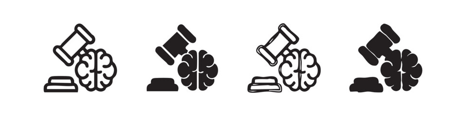 Fototapeta premium Intellectual Property Law and Brain Gavel Icon Set
