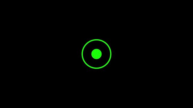 Animated of green circle and dot looped animation with radio wave sing. Abstract green pulsing circle and dot effect.