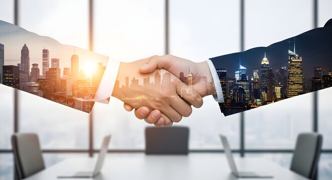 Businessman handshake after a great deal, Business partnership deal