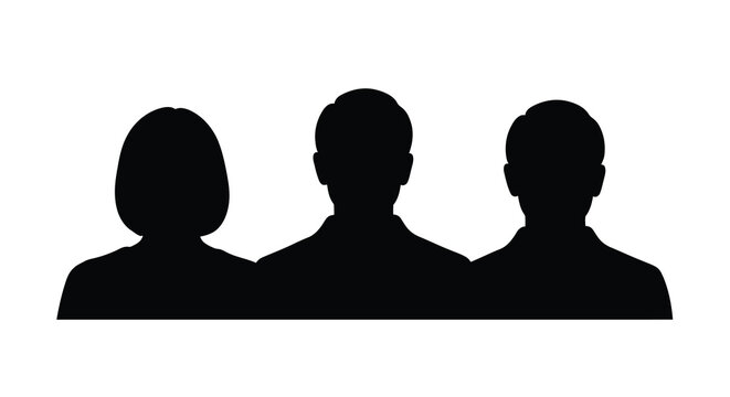 three person silhouettes against a white background anonymous profile shapes high quality professional detailed modern elegant stylish clean crisp vibrant colorful