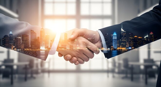 Businessman handshake after a great deal, Business partnership deal