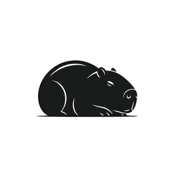 Black silhouette of a capybara animal.