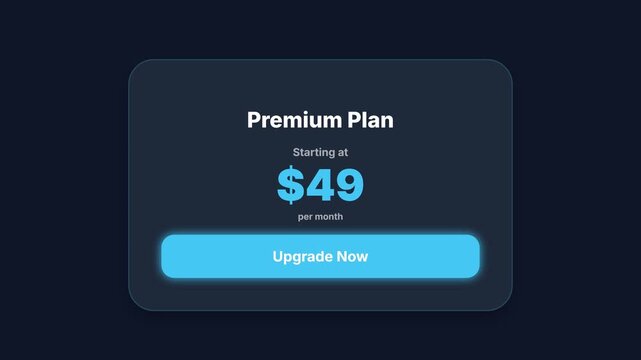 Animated Premium Plan Upgrade Offer with Pricing and Call to Action.