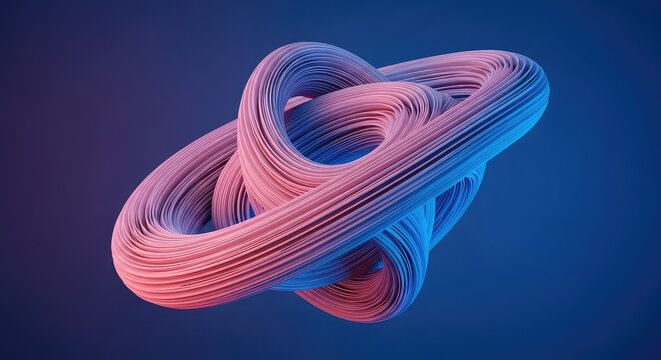 Dynamic flowing geometry emphasizing the concept of non-Euclidean surfaces. Complex spatial deformation and abstract topology, science, form, dynamic