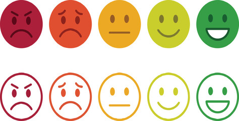 Fototapeta premium Customer Satisfaction Rating Emoji Icons Set Feedback Scale Emotions Vector