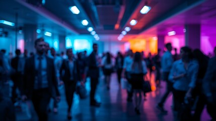 Naklejka premium Generative Ai depicts a vibrant crowded event illuminated