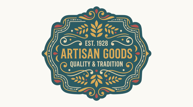 Vintage Artisan Goods logo with floral design.