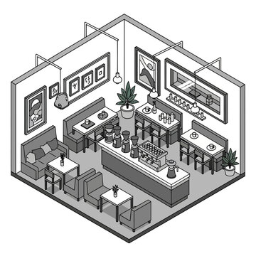 Modern Restaurant Interior Design Layout.