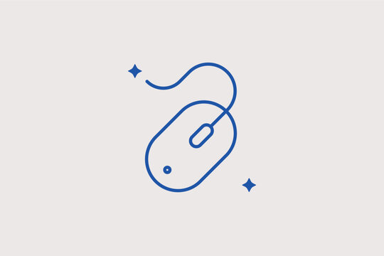 Computer mouse line icon for digital navigation and PC peripheral hardware. Sleek vector illustration for office equipment catalogs and gaming setup accessory shops.