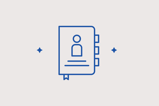 Address book line icon for contact management and personal directory. Organized vector illustration for email clients and mobile phonebook interface designs.