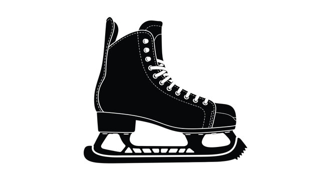 Ice skate silhouette black and white graphic of a winter sports boot with blade high quality professional detailed modern elegant stylish