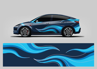 blue wave graphic vector. abstract background for car vinyl wrap © Lancar