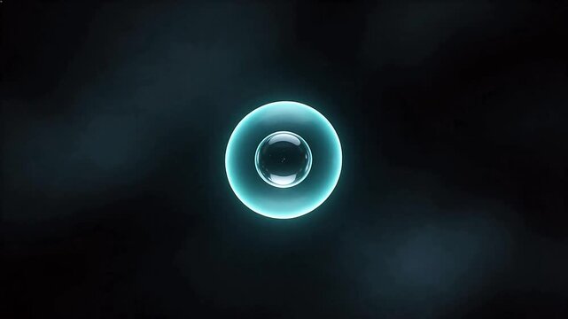 Glowing blue bubble in dark space