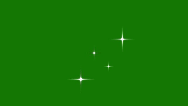 Sparkling stars animation, flat vector doodle sparkle, Star twinkling for festive holiday event, sparkling stars animation, energy explosion video, glowing light effect, green bckground 4k video