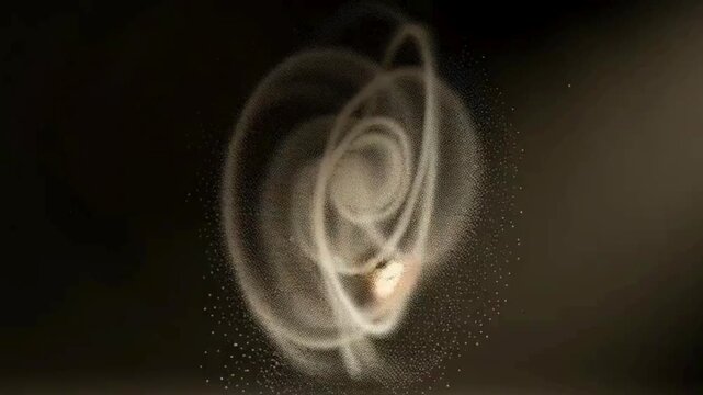 Spiral Dust Cloud Forming in Darkness with Gentle Particle Movement and Subtle Light Effects
