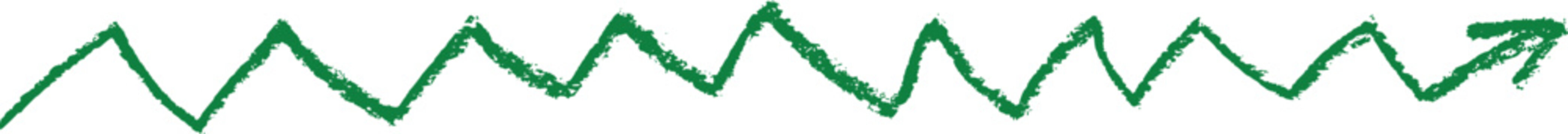 Hand-drawn green zigzag arrow symbol isolated on transparent background