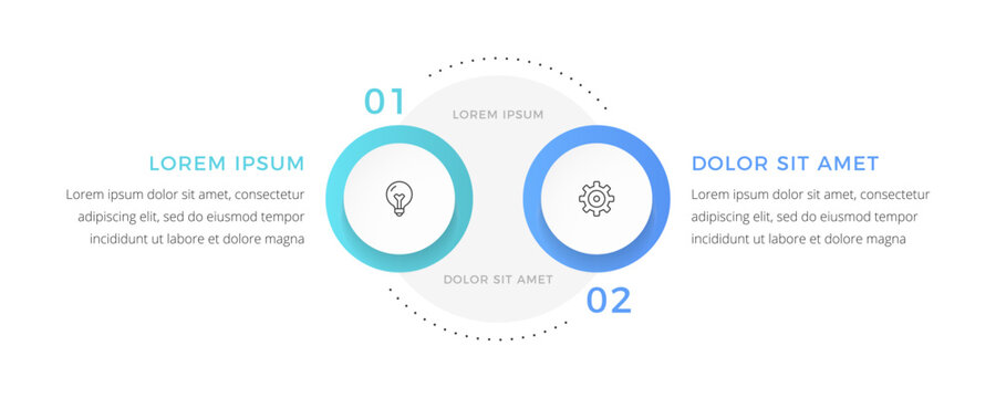 Infographic template with two elements, venn diagram style, perfect for illustrating a business process, data comparison, or strategic plan in presentations