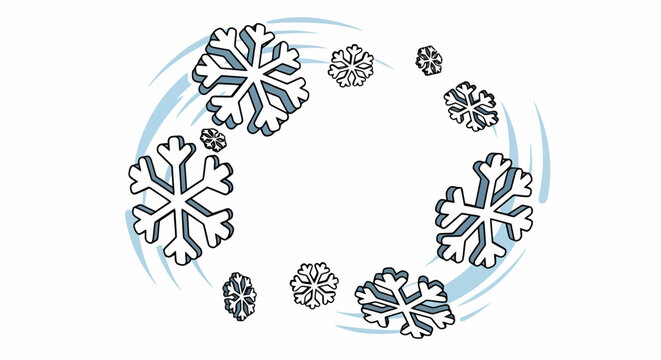 Decorative Circular Arrangement Of Snowflake Illustrations.