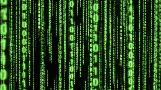 Data Stream Visuals Moving in Green Digital Rain