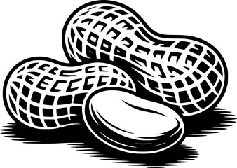 Fototapeta premium Black and white of peanuts in shell and shelled peanut food