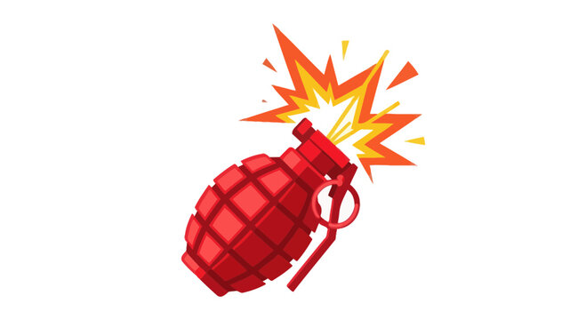 Exploding Red Grenade with Fire and Sparks