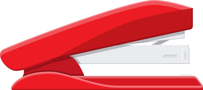 Red plastic stapler.