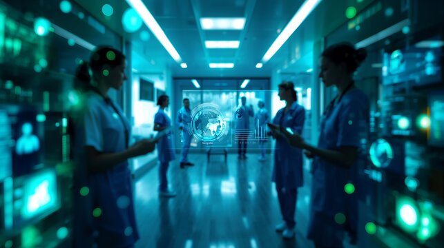 Generative Ai depicts futuristic medical professionals in