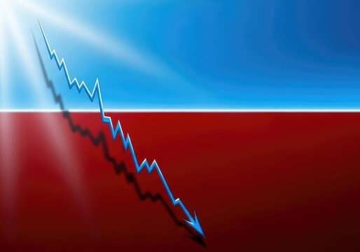 Abstract financial graphic showing a sudden, sharp decline in available liquid assets, indicating a severe shortage or financial freeze, downturn, computation, capital